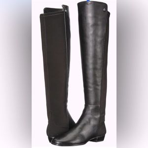 Vince Comuto KARITA leather and stretch fabric over  the knee flat boot black